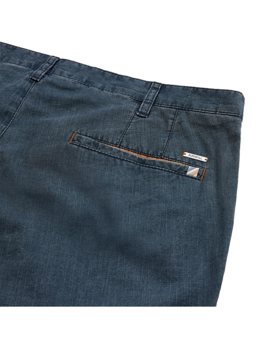 Hose im Wolllook in Fitted Fit Navy/23